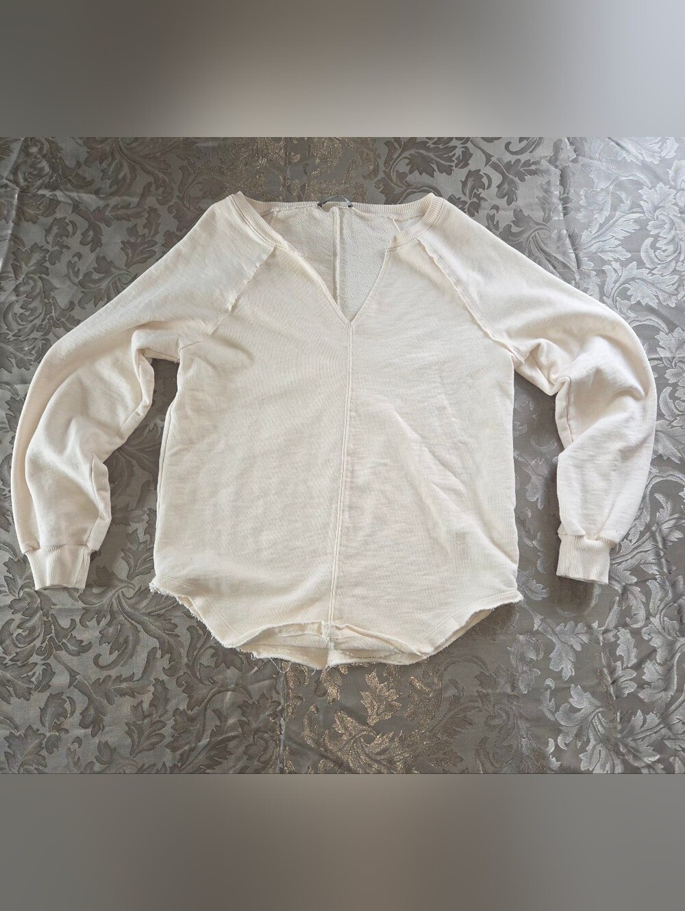 Black Tape_ Cream V Neck Sweater